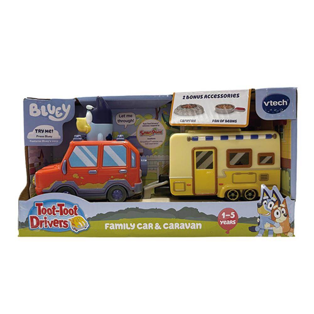 Vtech Toot-Toot Bluey Family Car & Caravan Set